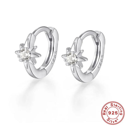 1 Pair Simple Style Star Plating Inlay Sterling Silver Zircon 18k Gold Plated White Gold Plated Earrings