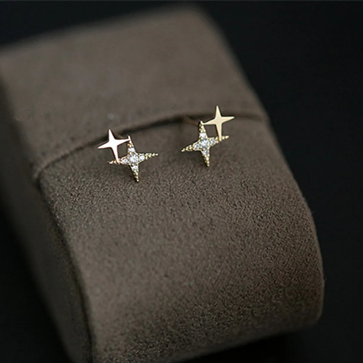 1 Pair Simple Style Star Plating Inlay Sterling Silver Zircon Ear Studs