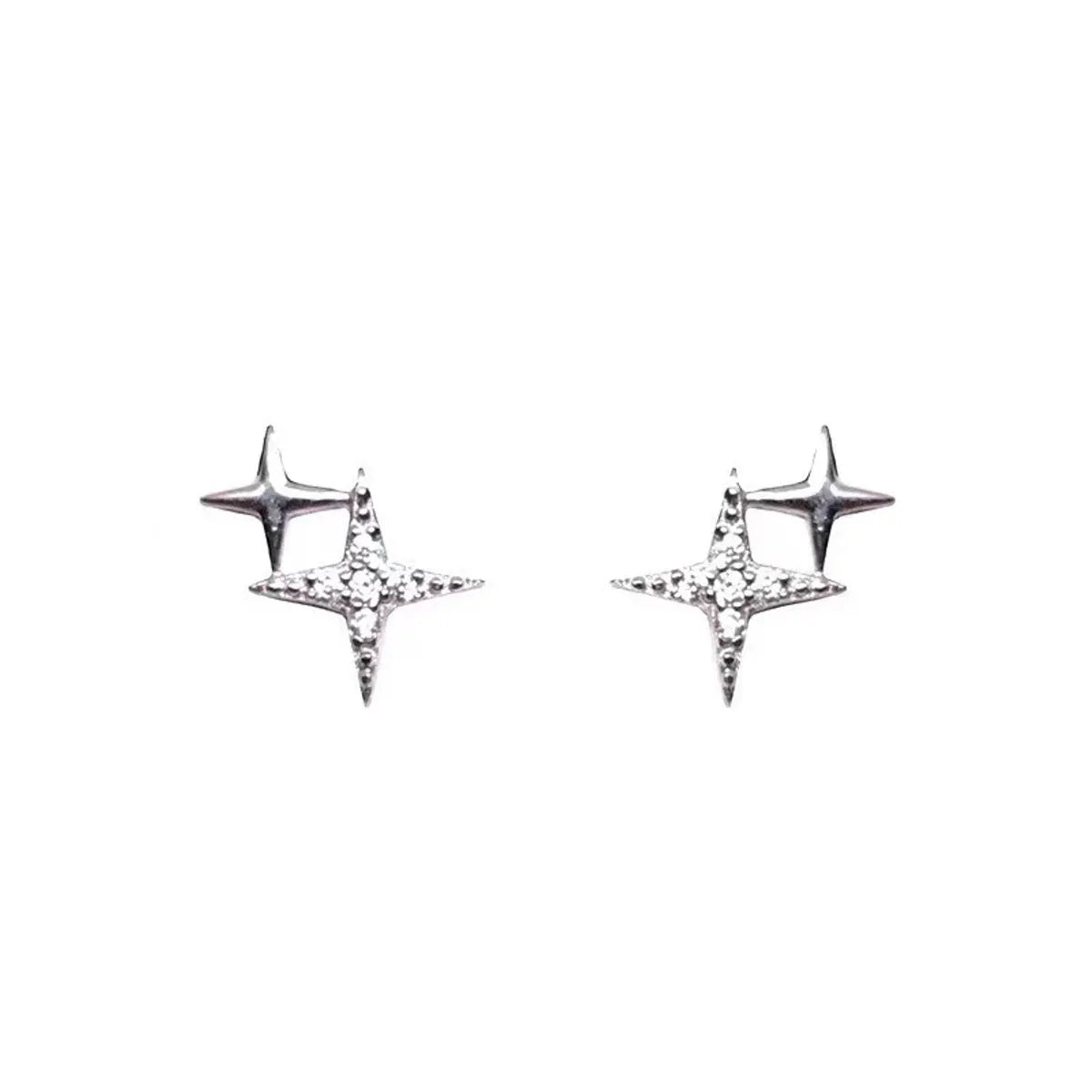 1 Pair Simple Style Star Plating Inlay Sterling Silver Zircon Ear Studs