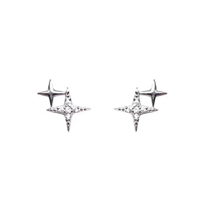 1 Pair Simple Style Star Plating Inlay Sterling Silver Zircon Ear Studs