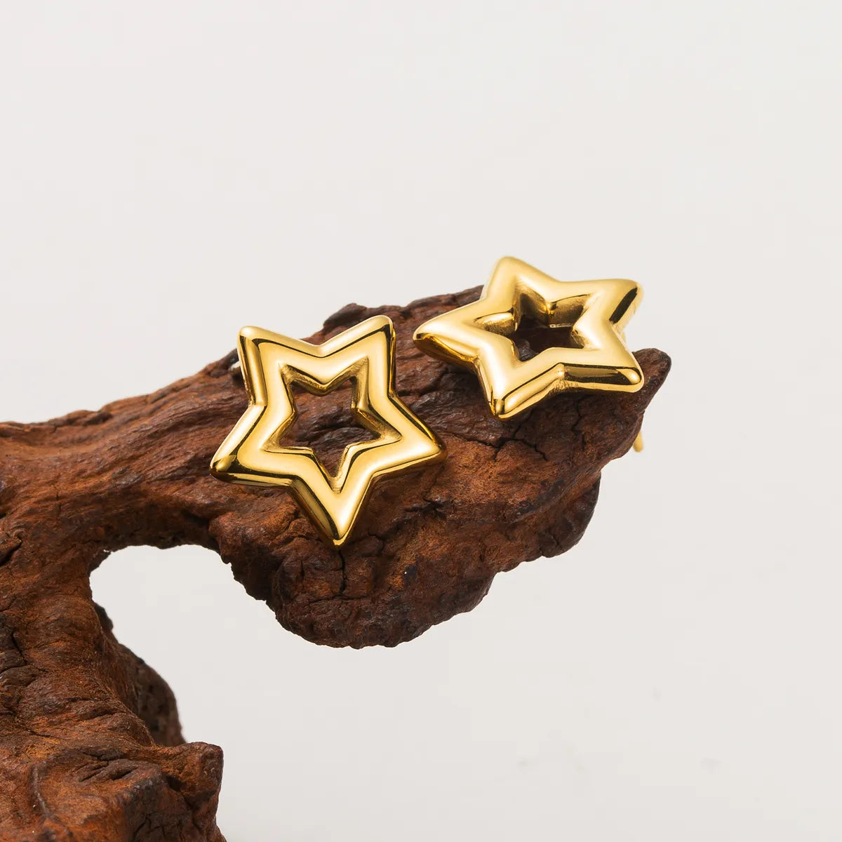 1 Pair Simple Style Star Plating Stainless Steel 18k Gold Plated Ear Studs