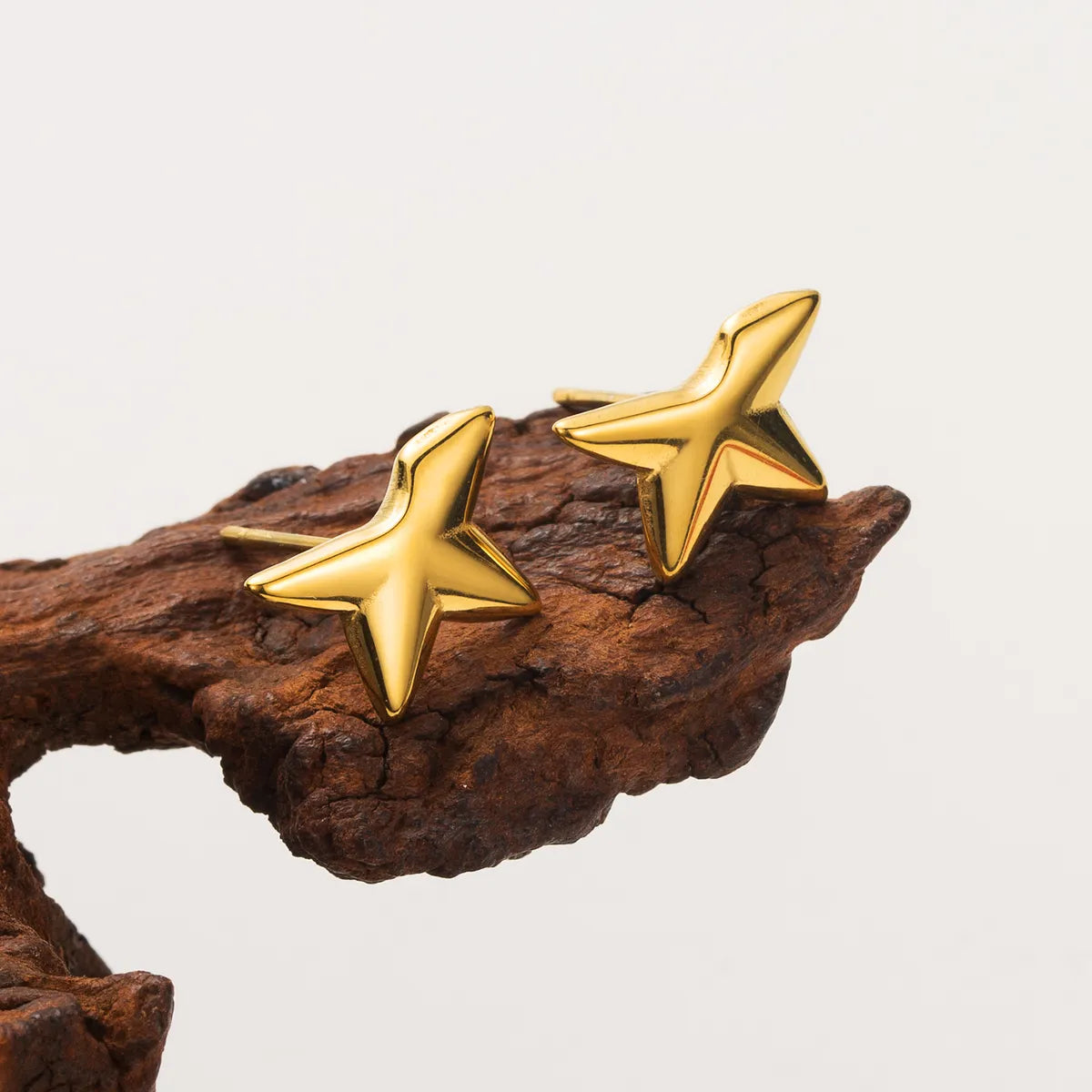 1 Pair Simple Style Star Plating Stainless Steel 18k Gold Plated Ear Studs