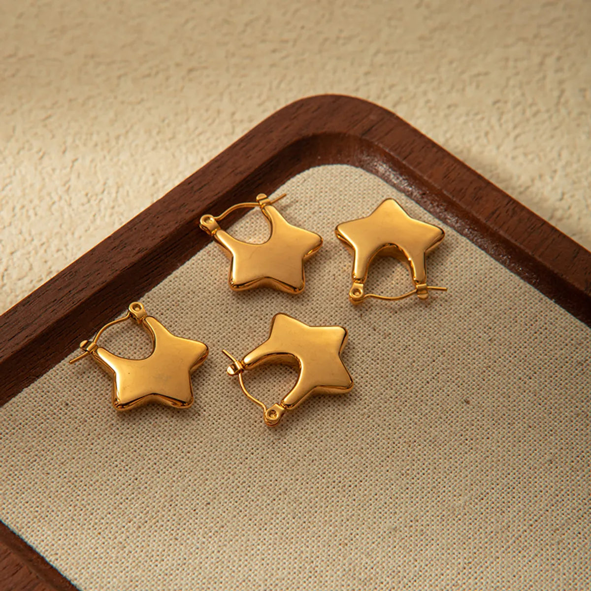 1 Pair Simple Style Star Plating Stainless Steel Gold Plated Earrings