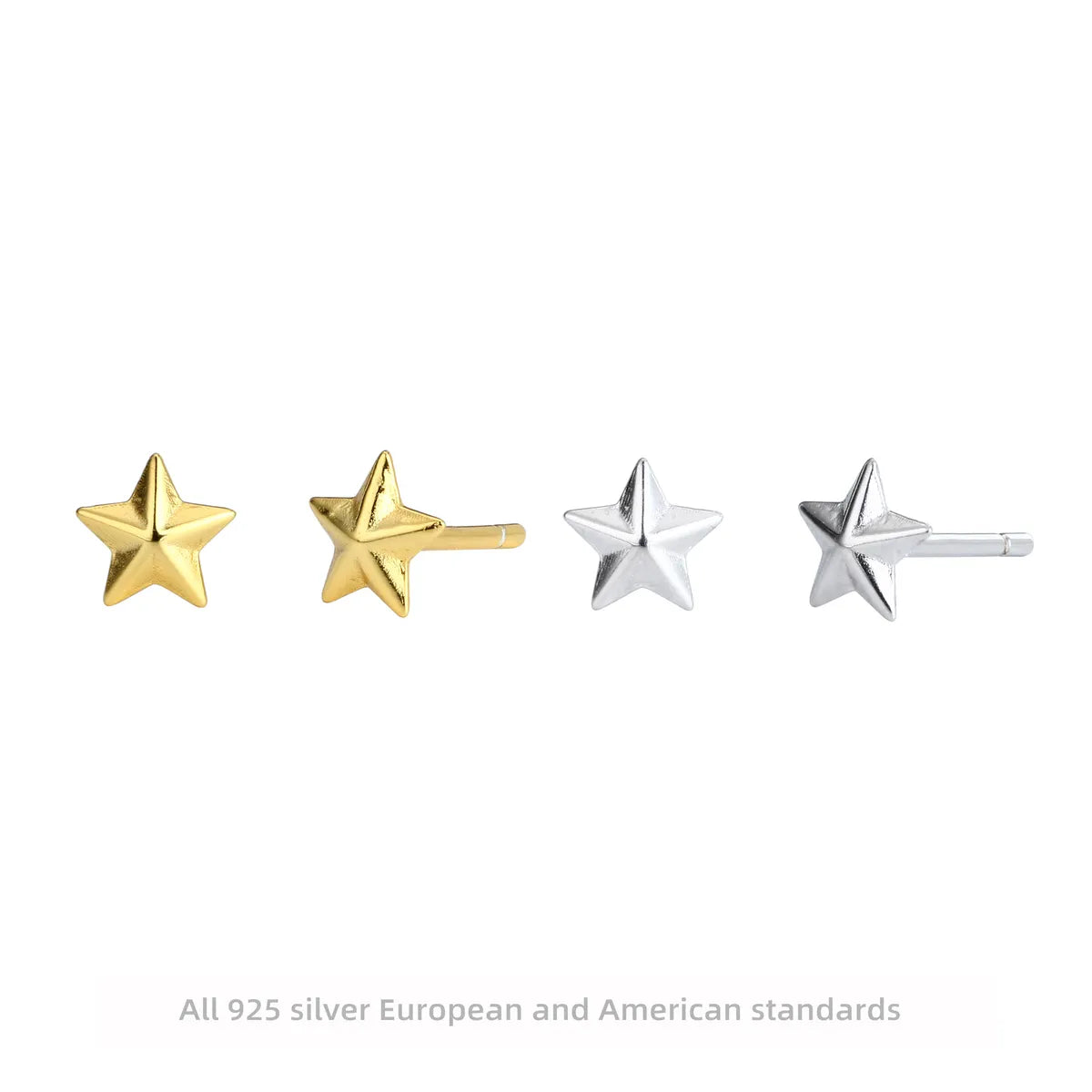 1 Pair Simple Style Star Plating Sterling Silver Ear Studs