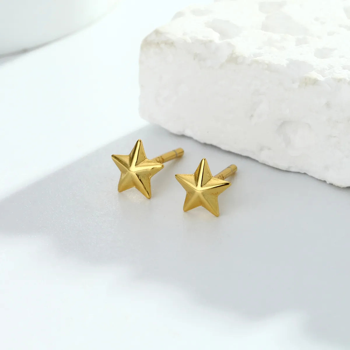 1 Pair Simple Style Star Plating Sterling Silver Ear Studs