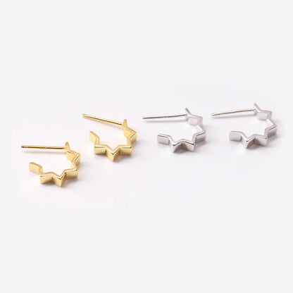 1 Pair Simple Style Star Plating Sterling Silver Ear Studs