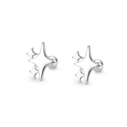 1 Pair Simple Style Star Plating Sterling Silver Ear Studs