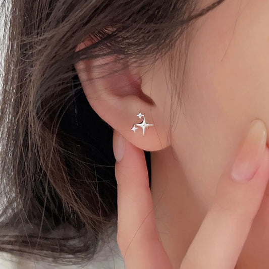 1 Pair Simple Style Star Plating Sterling Silver Ear Studs