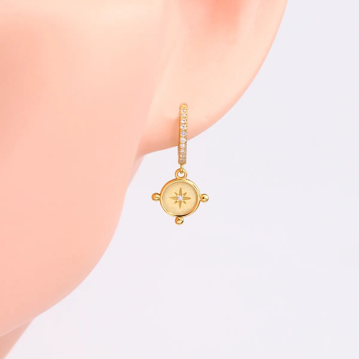 1 Pair Simple Style Star Plating Sterling Silver Gold Plated Drop Earrings