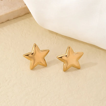 1 Pair Simple Style Star Polishing Plating 304 Stainless Steel Titanium Steel Gold Plated Silver Plated Ear Studs