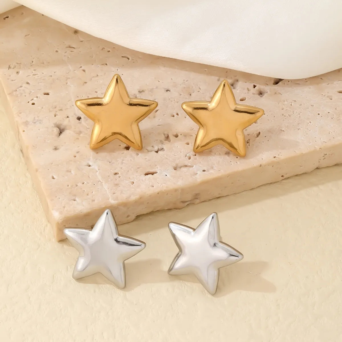 1 Pair Simple Style Star Polishing Plating 304 Stainless Steel Titanium Steel Gold Plated Silver Plated Ear Studs