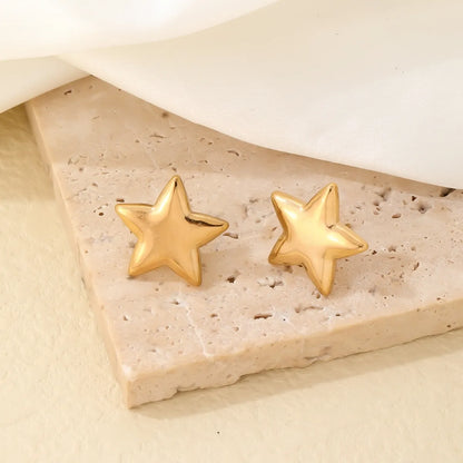 1 Pair Simple Style Star Polishing Plating 304 Stainless Steel Titanium Steel Gold Plated Silver Plated Ear Studs