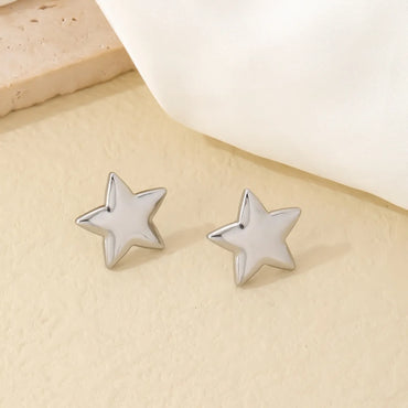 1 Pair Simple Style Star Polishing Plating 304 Stainless Steel Titanium Steel Gold Plated Silver Plated Ear Studs