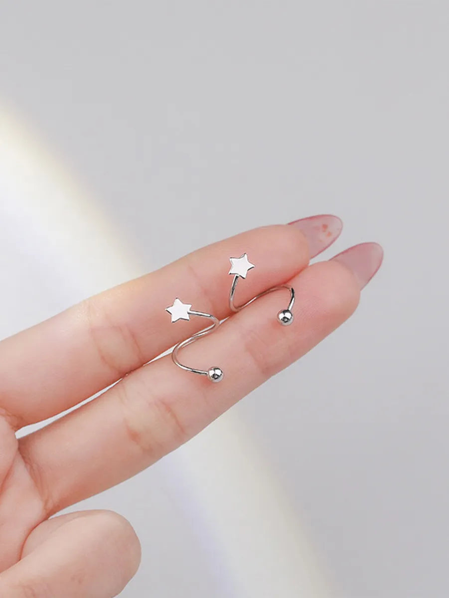 1 Pair Simple Style Star Stainless Steel Ear Studs