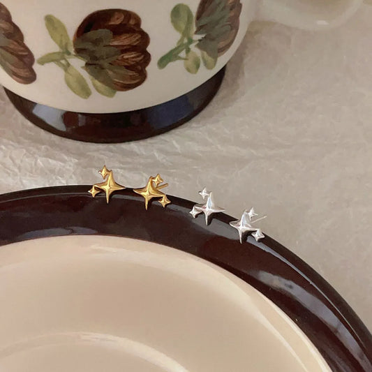 1 Pair Simple Style Star Sterling Silver Ear Studs