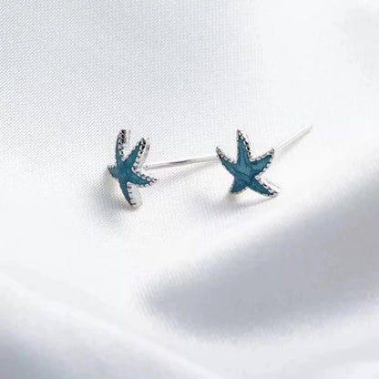 1 Pair Simple Style Star Sterling Silver Enamel Ear Studs