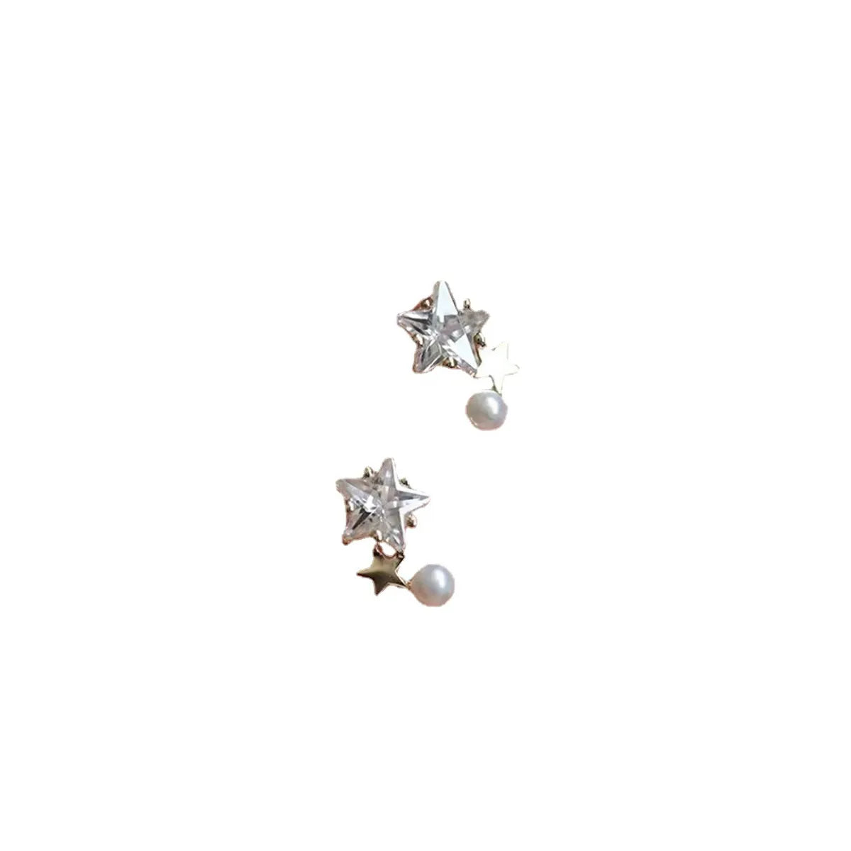 1 Pair Simple Style Star Sterling Silver Inlay Zircon Ear Studs