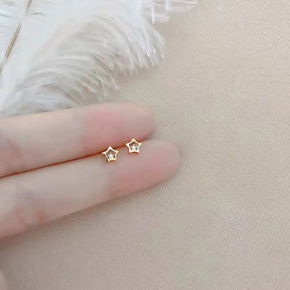 1 Pair Simple Style Star Sterling Silver Inlay Zircon Ear Studs