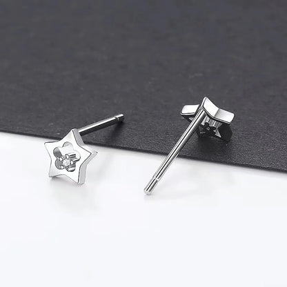 1 Pair Simple Style Star Sterling Silver Inlay Zircon Ear Studs