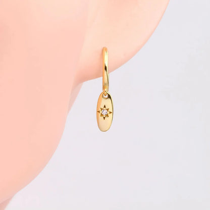 1 Pair Simple Style Star Sterling Silver Inlay Zircon White Gold Plated Gold Plated Drop Earrings