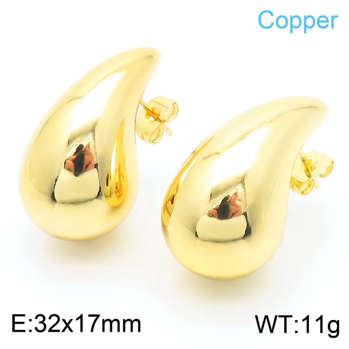 1 Pair Simple Style Star Water Droplets Plating Copper 18K Gold Plated Ear Studs