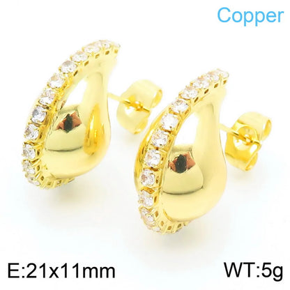 1 Pair Simple Style Star Water Droplets Plating Copper 18K Gold Plated Ear Studs