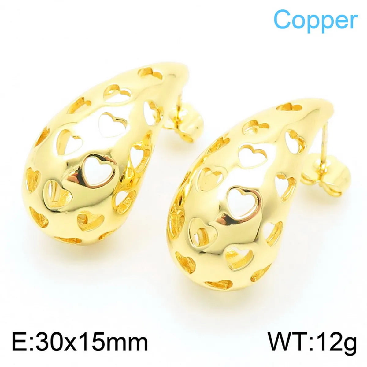 1 Pair Simple Style Star Water Droplets Plating Copper 18K Gold Plated Ear Studs