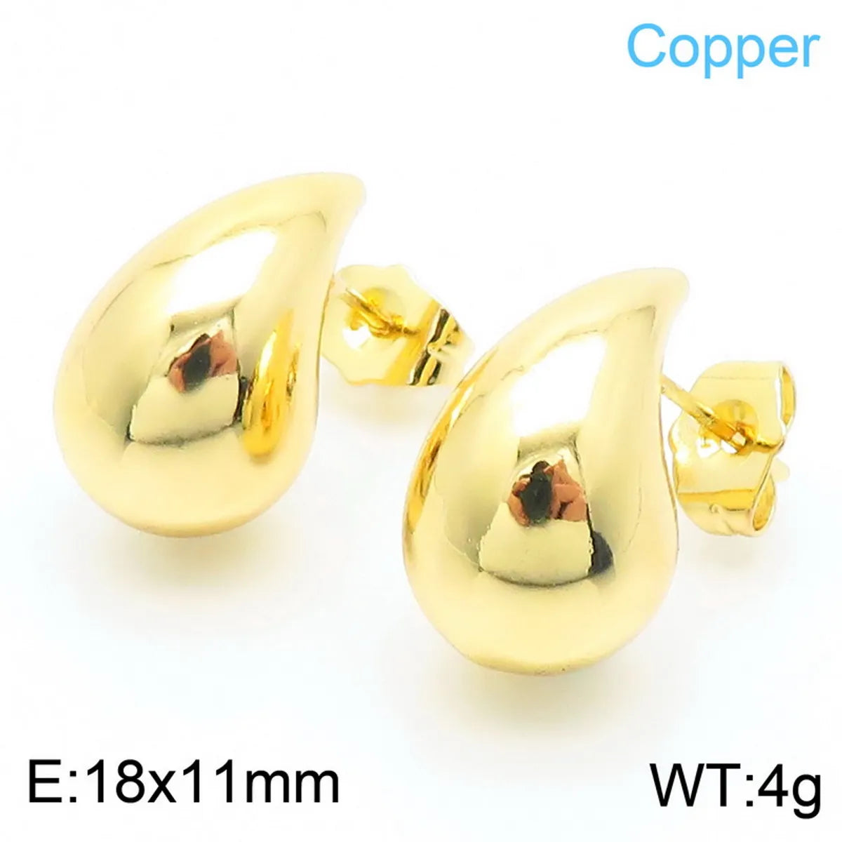 1 Pair Simple Style Star Water Droplets Plating Copper 18K Gold Plated Ear Studs