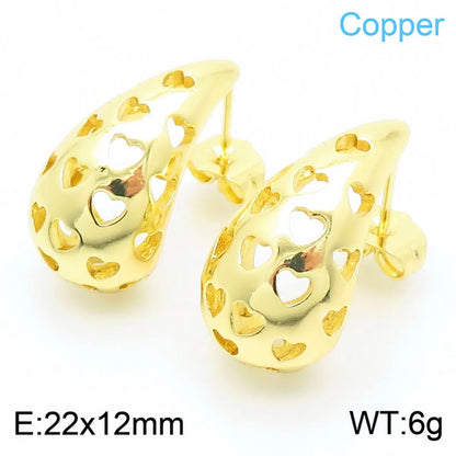 1 Pair Simple Style Star Water Droplets Plating Copper 18K Gold Plated Ear Studs