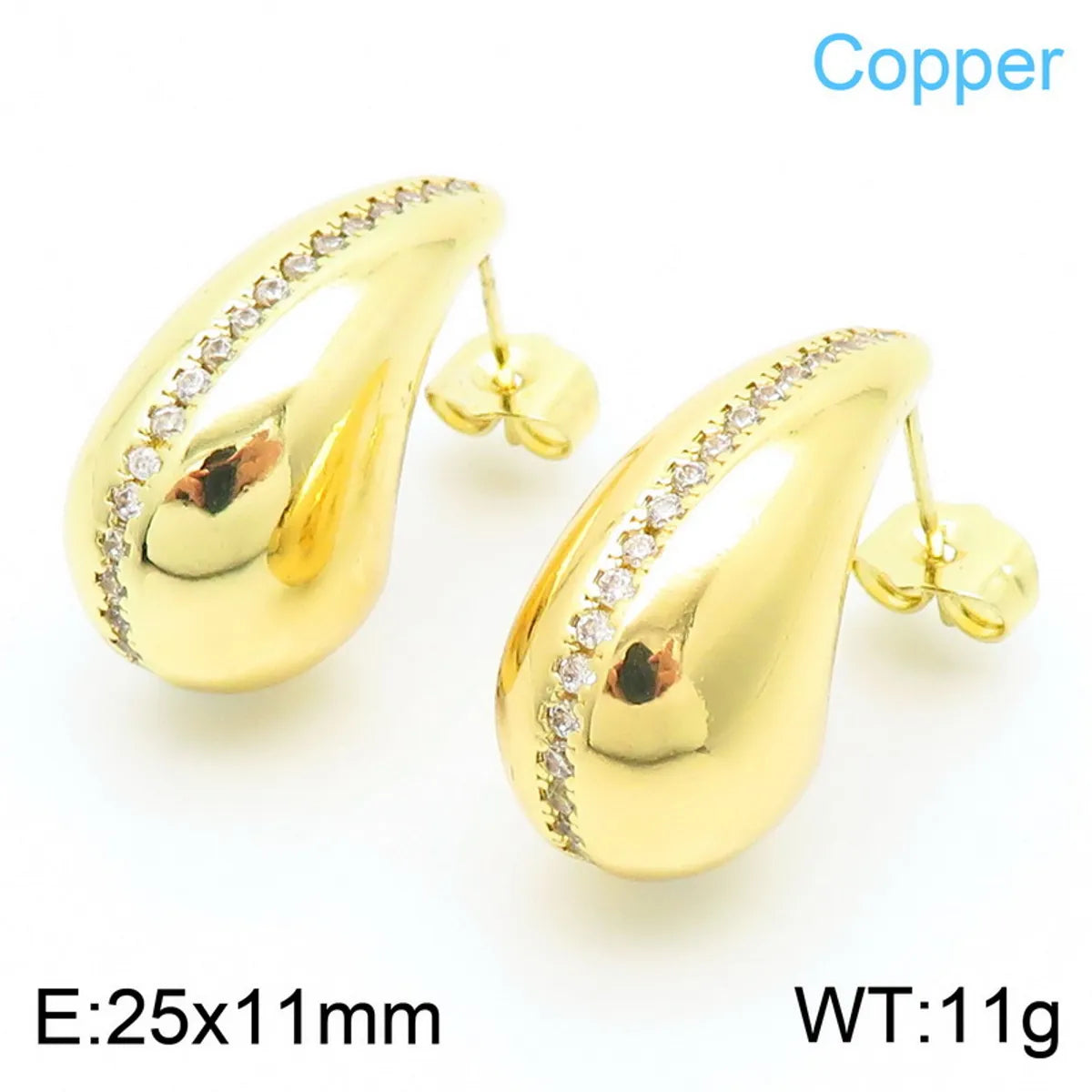 1 Pair Simple Style Star Water Droplets Plating Copper 18K Gold Plated Ear Studs