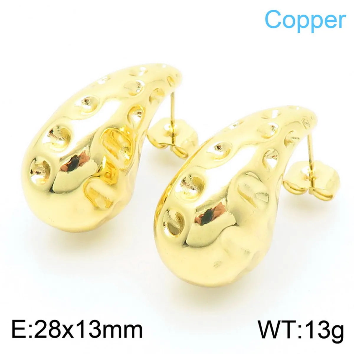 1 Pair Simple Style Star Water Droplets Plating Copper 18K Gold Plated Ear Studs