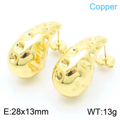 1 Pair Simple Style Star Water Droplets Plating Copper 18K Gold Plated Ear Studs