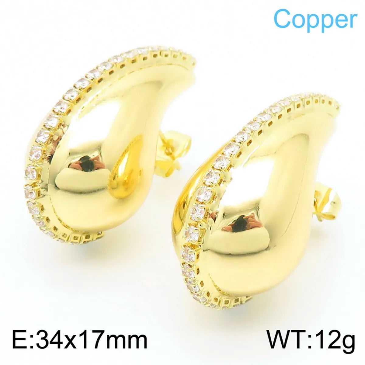 1 Pair Simple Style Star Water Droplets Plating Copper 18K Gold Plated Ear Studs