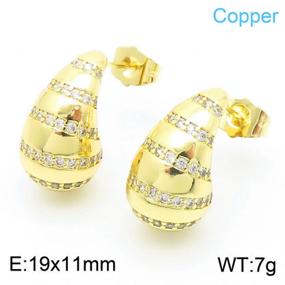 1 Pair Simple Style Star Water Droplets Plating Copper 18K Gold Plated Ear Studs