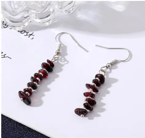 1 Pair Simple Style Star Water Droplets Tassel Chain Natural Stone Drop Earrings