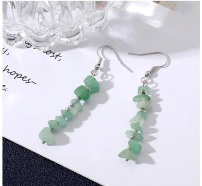 1 Pair Simple Style Star Water Droplets Tassel Chain Natural Stone Drop Earrings