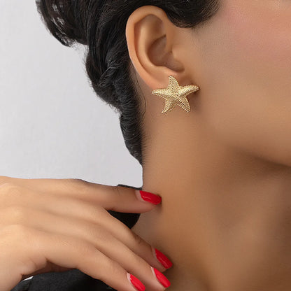 1 Pair Simple Style Starfish Plating Alloy Ear Studs