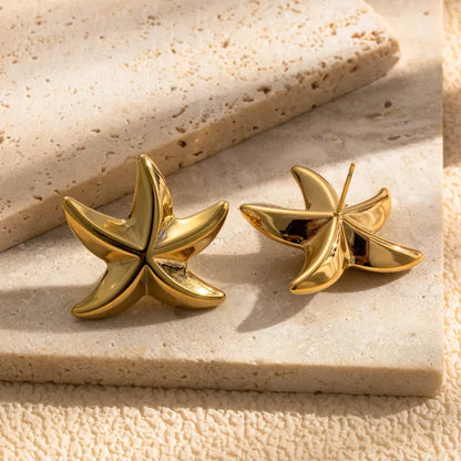 1 Pair Simple Style Starfish Plating 304 Stainless Steel Drop Earrings