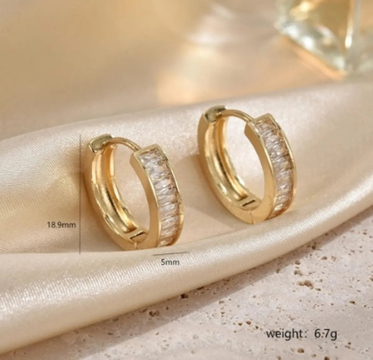 1 Pair Simple Style Streetwear Circle Plating Inlay Copper Zircon 18k Gold Plated Earrings