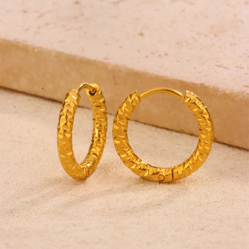 1 Pair Simple Style Streetwear Commute Geometric Circle Round Plating 304 Stainless Steel 18K Gold Plated Earrings