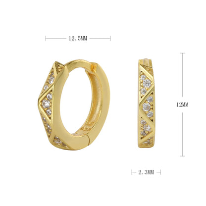 1 Pair Simple Style Streetwear Commute Solid Color Inlay Sterling Silver Zircon 18K Gold Plated White Gold Plated Gold Plated Earrings