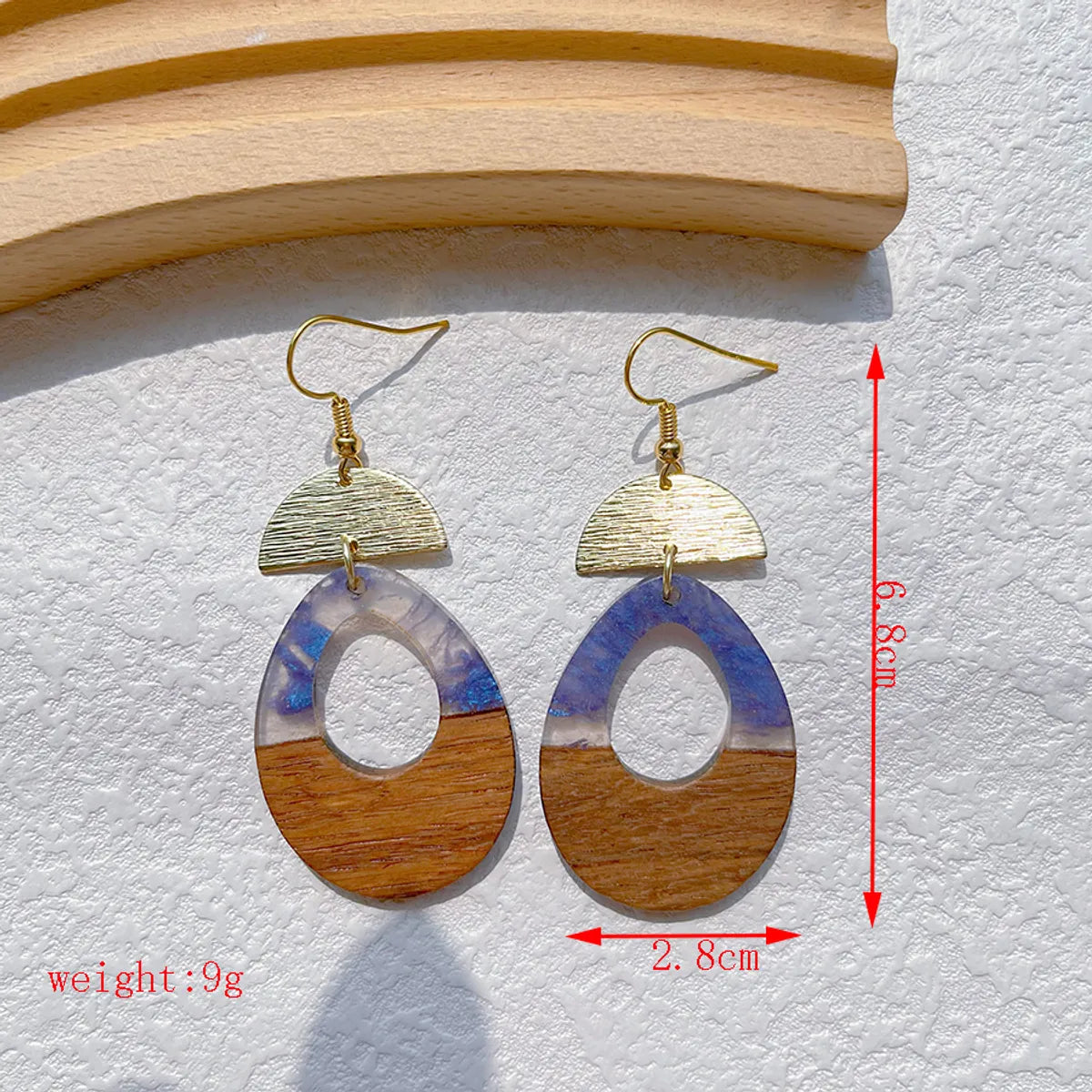 1 Pair Simple Style Streetwear Geometric Hollow Out Alloy Wood Resin Drop Earrings