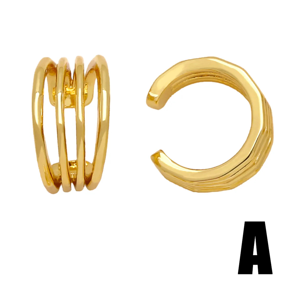 1 Pair Simple Style Streetwear Geometric Plating Copper 18k Gold Plated Ear Cuffs