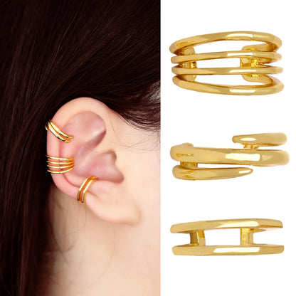 1 Pair Simple Style Streetwear Geometric Plating Copper 18k Gold Plated Ear Cuffs