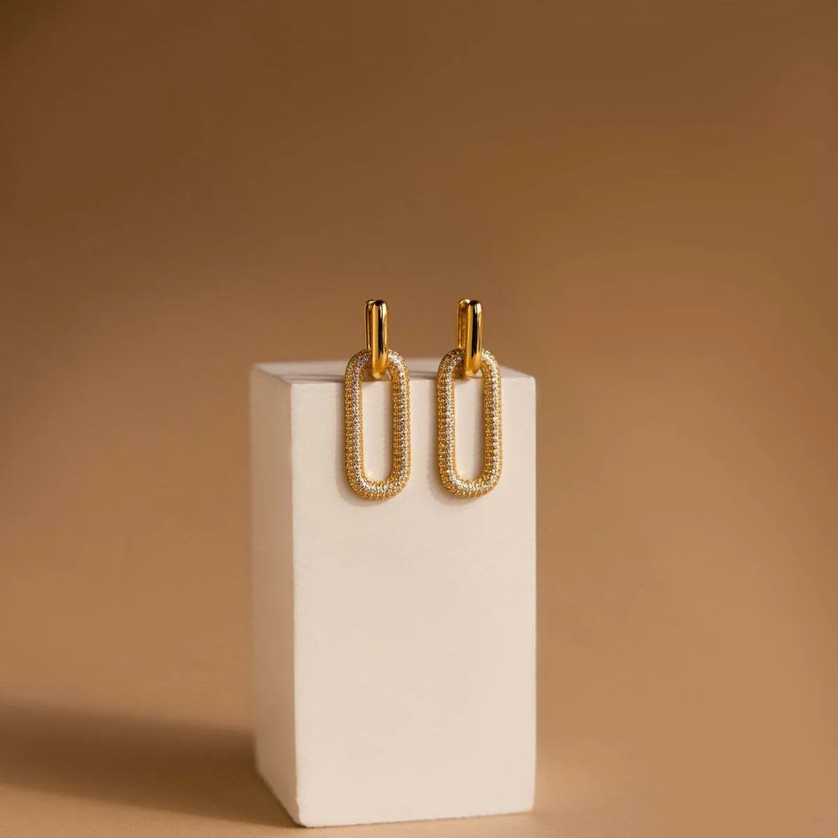 1 Pair Simple Style Streetwear Geometric Plating Inlay Copper Zircon 18k Gold Plated Drop Earrings