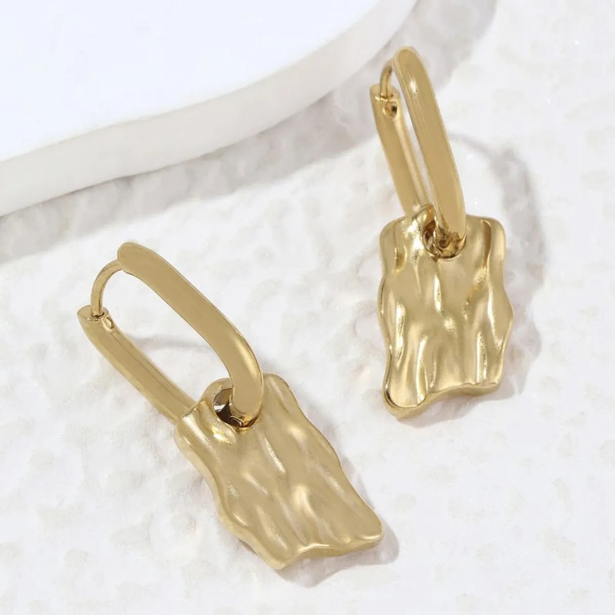 1 Pair Simple Style Streetwear Geometric Polishing Plating Stainless Steel 18k Gold Plated Drop Earrings