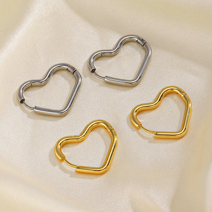 1 Pair Simple Style Streetwear Heart Shape Plating Stainless Steel 18k Gold Plated Earrings