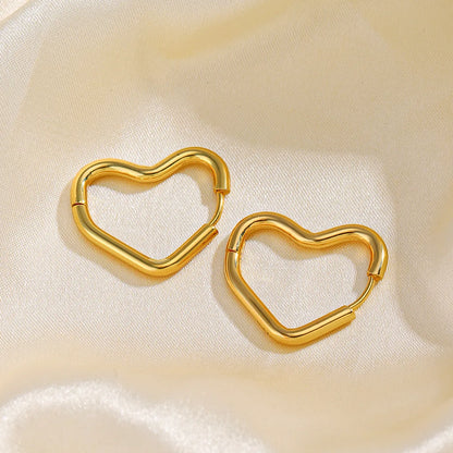 1 Pair Simple Style Streetwear Heart Shape Plating Stainless Steel 18k Gold Plated Earrings