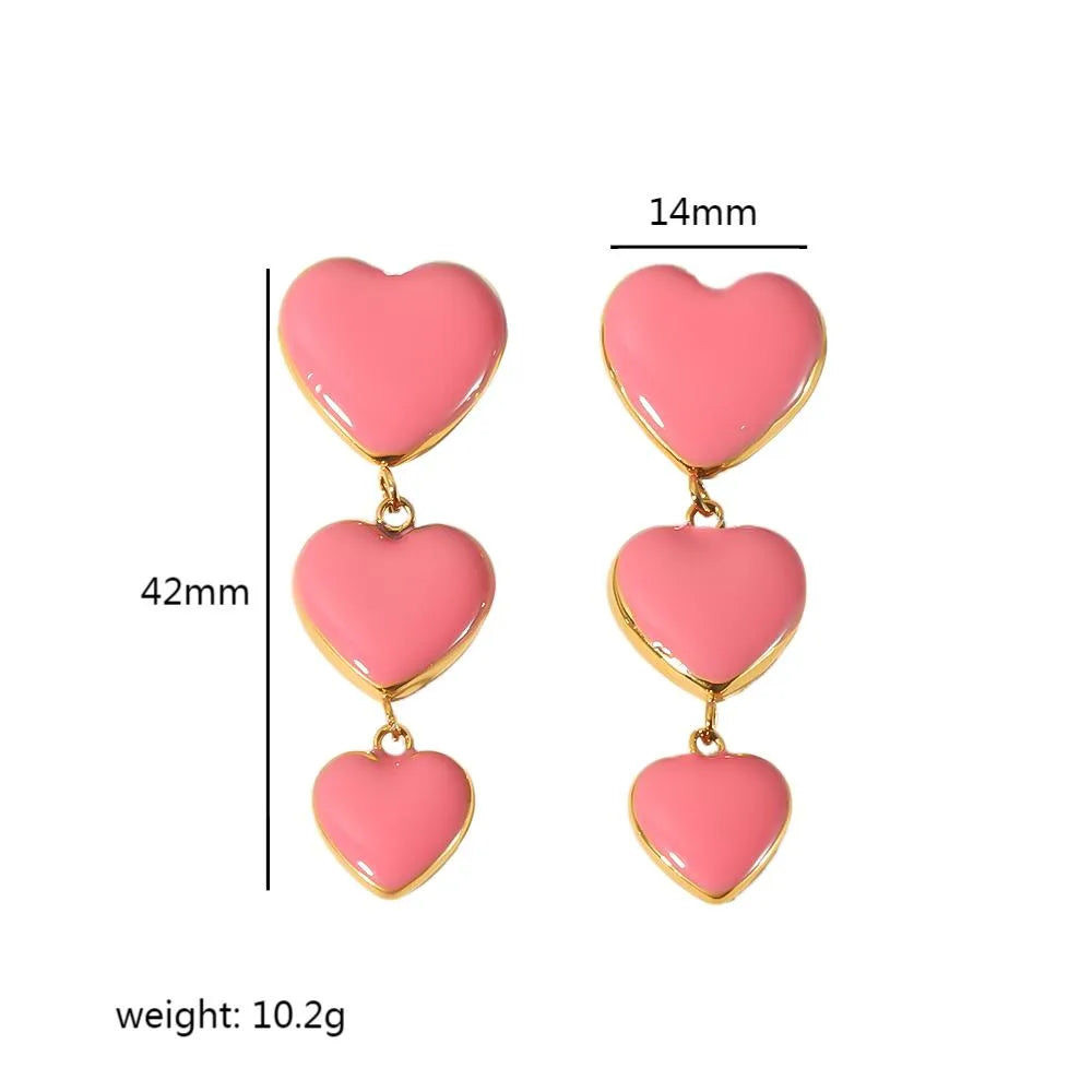 1 Pair Simple Style Streetwear Heart Shape Polishing Plating 304 Stainless Steel Drop Earrings