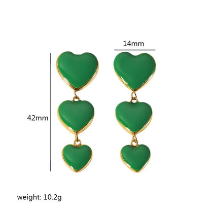 1 Pair Simple Style Streetwear Heart Shape Polishing Plating 304 Stainless Steel Drop Earrings